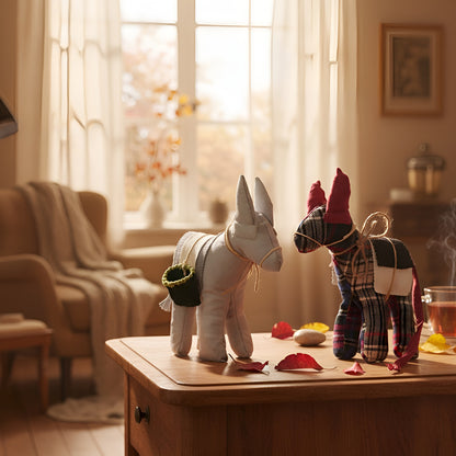 Asinelli di Civita in stoffa con sella