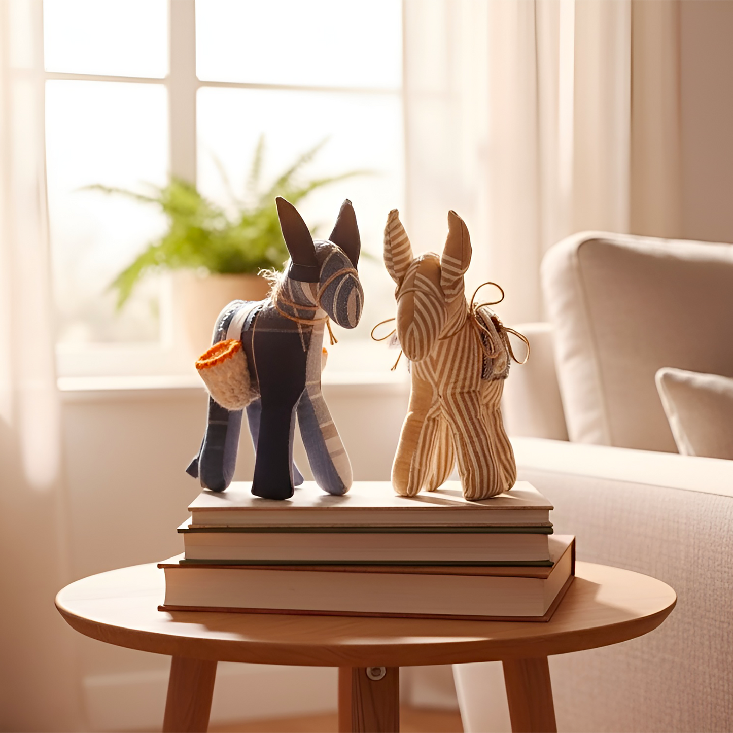 Asinelli di Civita in stoffa con sella