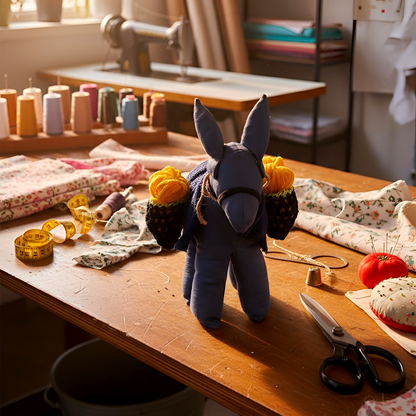 Asinelli di Civita in stoffa con sella