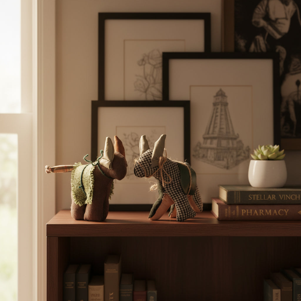 Asinello di Civita in stoffa piccolo con sella