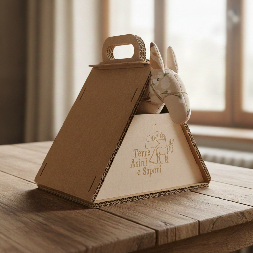 Asinello di Civita in stoffa con stalla Terre Asini e Sapori