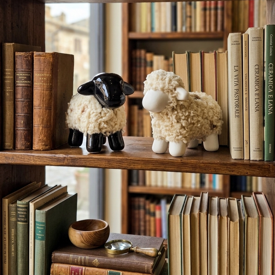 Civita sheep in ceramic and wool
