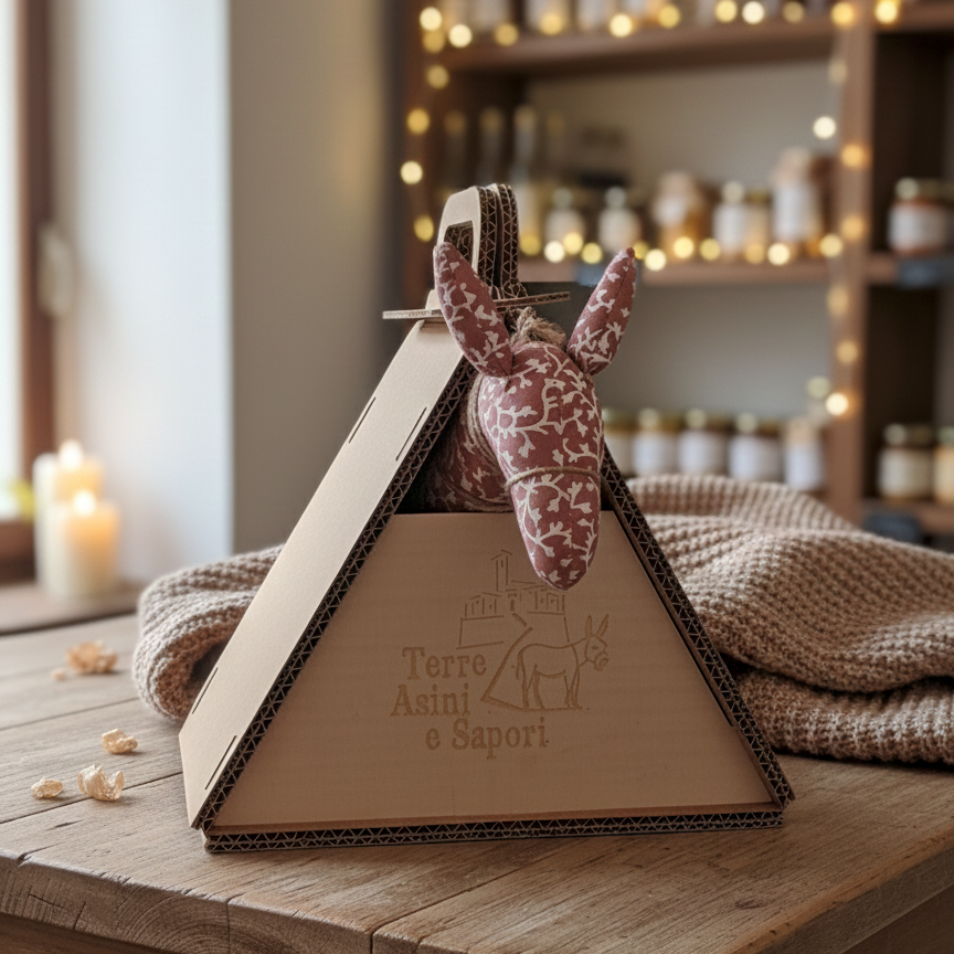 Asinello di Civita in stoffa con stalla Terre Asini e Sapori
