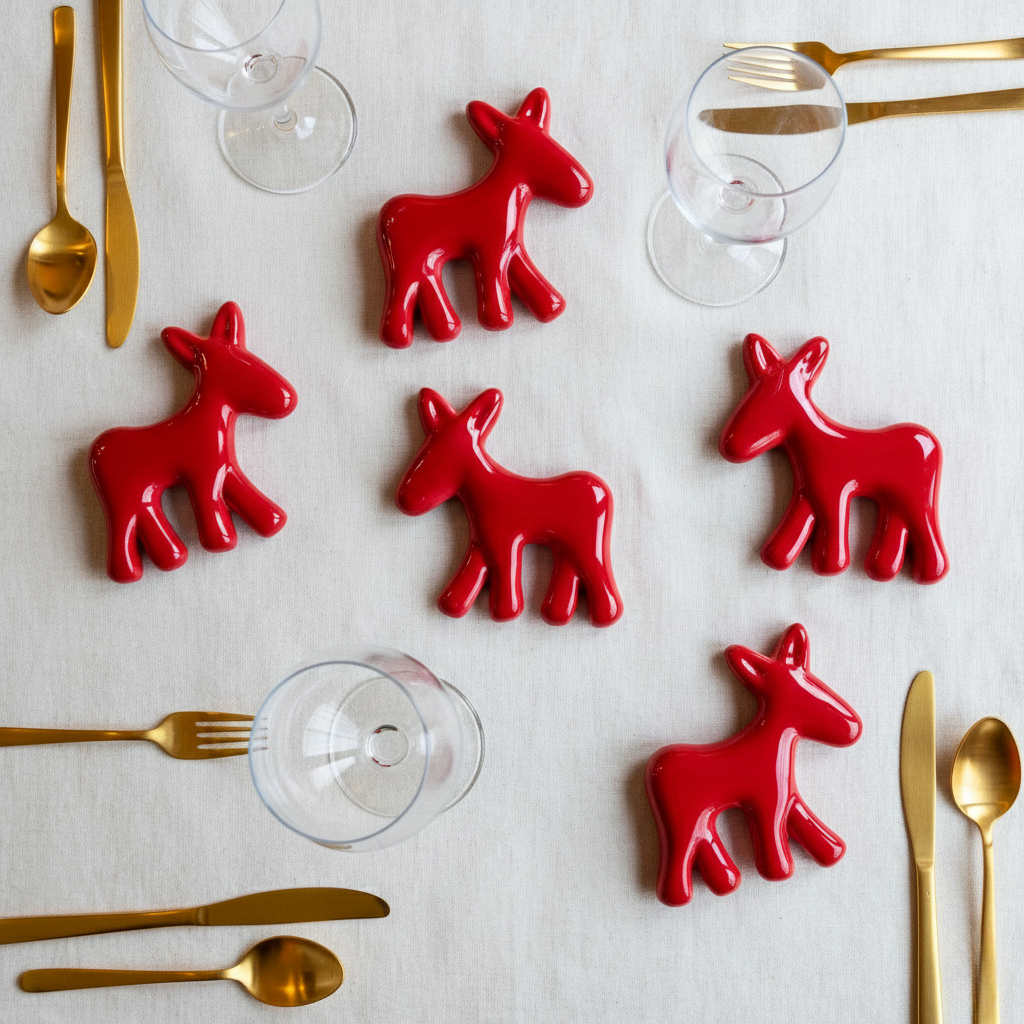 Civita Donkey Cutlery Rest in Ceramic, Set of 6